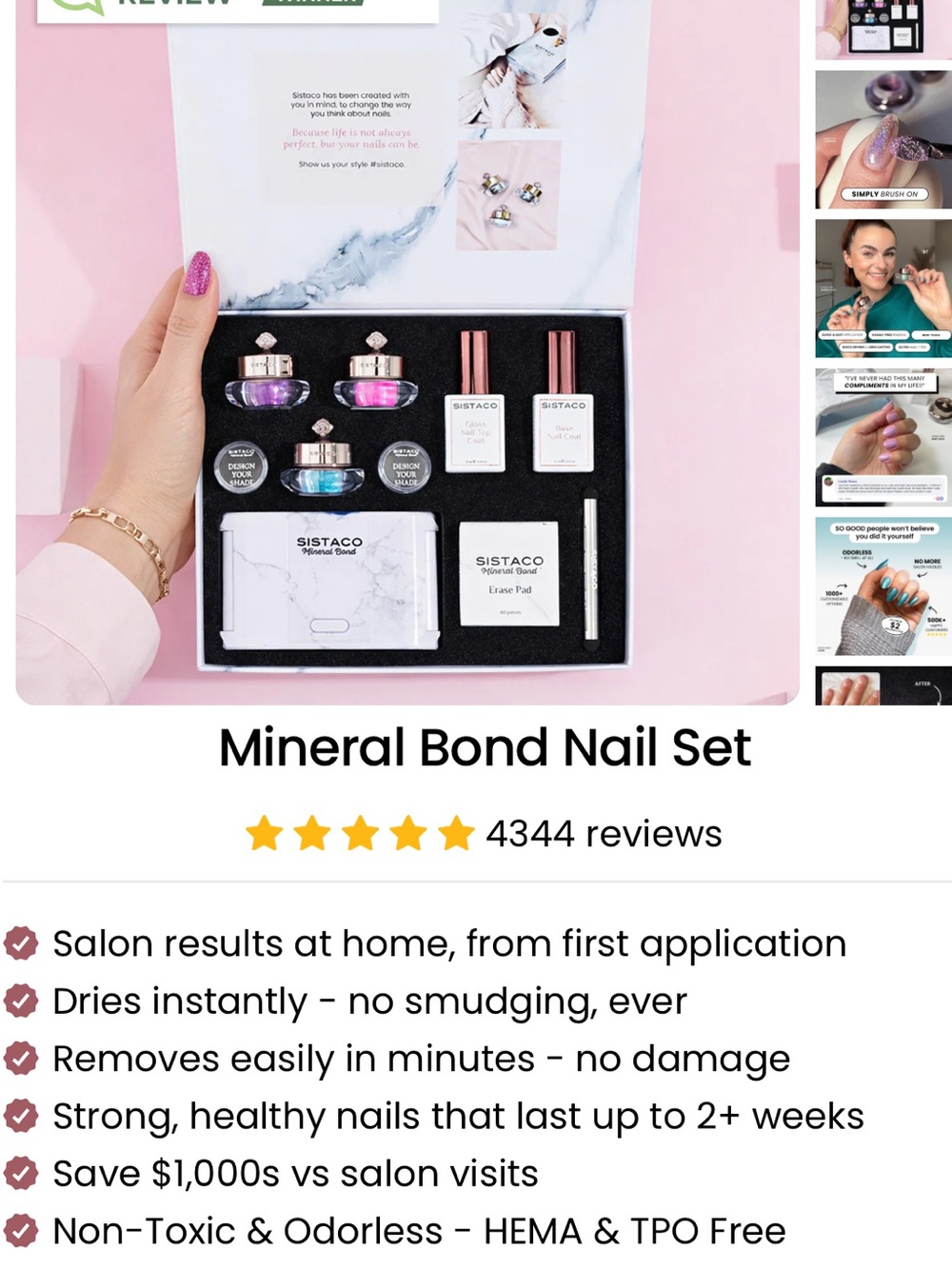 Sistaco Mineral Bond Nail Kit — Pink & White - Picture 3 of 3